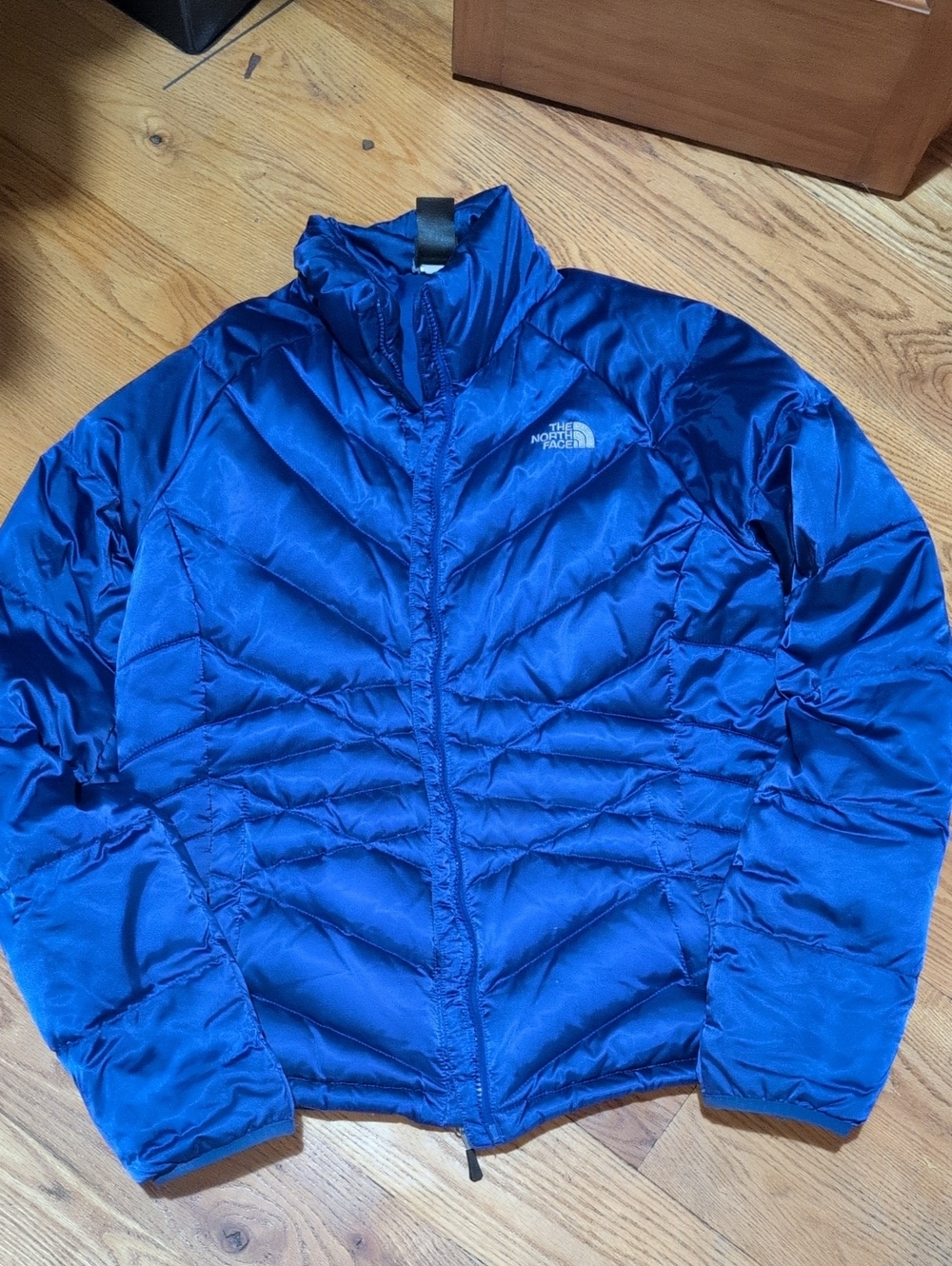 The North Face Bright Blue Chevron Quilted Puffer Jacket